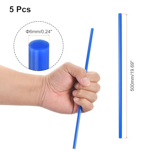 Image of uxcell 5 Pcs Blue Plastic Rods 6 x 500mm ABS Styrene Round Stick Round Solid Bar DIY Model for DIY Toys Building Making Architectural Model Making