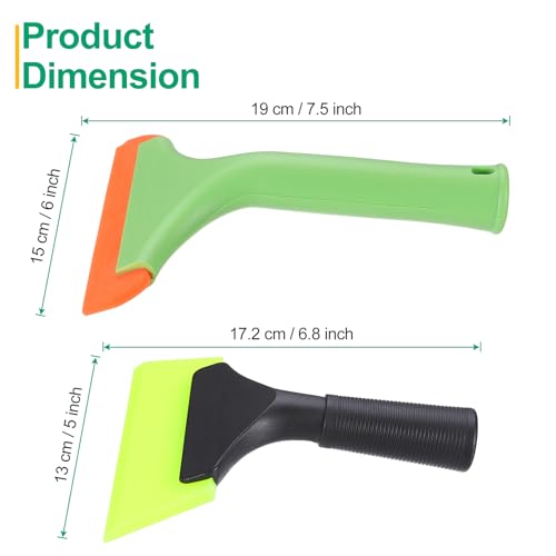 Image of uxcell Small Silicone Shower Squeegee for Glass Doors, 6 inch Bath Squeegee with 5 inch Small Rubber Window Shower Squeegee for Bathroom Window Mirror, Green /Orange,Black /Green