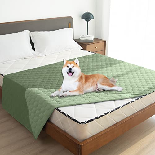 Image of gogobunny 100% Double-Sided Waterproof Dog Bed Cover Pet Blanket Sofa Couch Furniture Protector for Puppy Large Dog Cat, Reversible (82x102 Inch (Pack of 1), Dark Green /Light Green)
