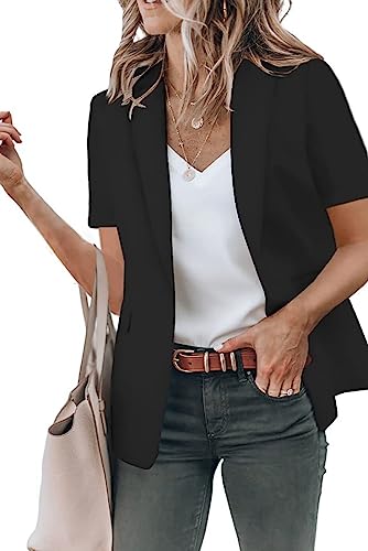 Blazers for Women Business Casual Short Sleeve Lapel Open Front Work Office Jacket Office Clothes for Women3
