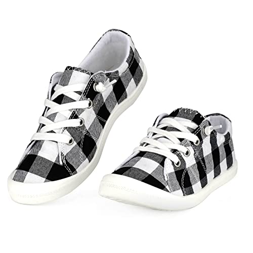 Image of Hxlber Women's Low Top Sneaker - Round Toe Comfort Casual Canvas Shoes Fashion Sneakers for Walking for Women