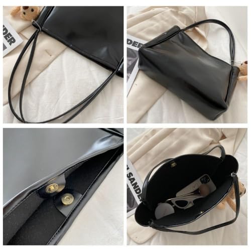 Handbags Large Capacity PU Durable Shoulder Women Black3