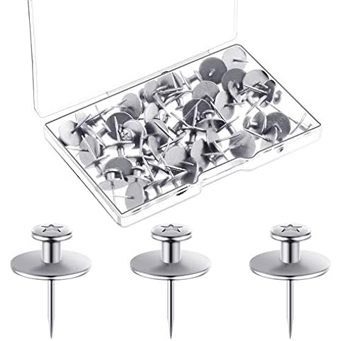 Push Pins Picture Hangers Double Headed Thumb Tacks Wall Hooks for Wall Hangings Picture Hangers Nails Small Photo Hanging Hook Pins for Home Office Photo Decor(Silver,50 Pieces) Cover