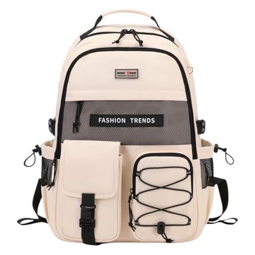 Lohol Mochila com vários bolsos com compartimento para laptop de 15,6 polegadas, mochila resistente à água para escola, faculdade e viagens, Bege, 15.6 inches, Moderno