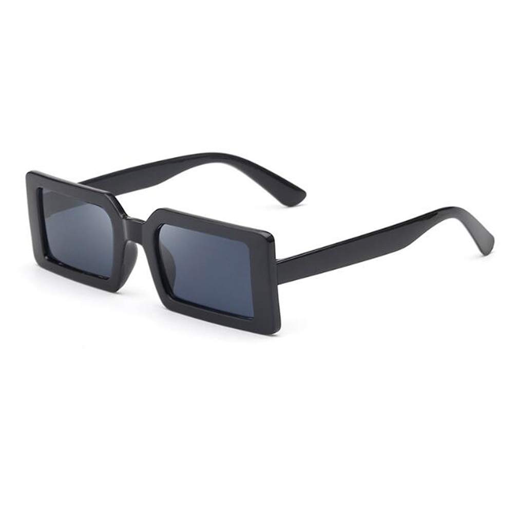 Small square sunglasses men and women rectangular fashion retro sun protection glasses Black Frame Gray Flakes