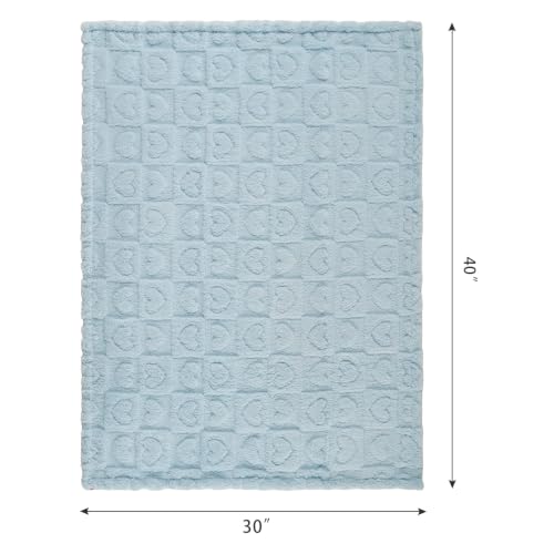 Image of 5 Pcs Baby Blanket Heart Checkered Ultra Soft Gift-Ready Plush for Newborns, Nursery & Stroller 30 inchx40 inch Blue