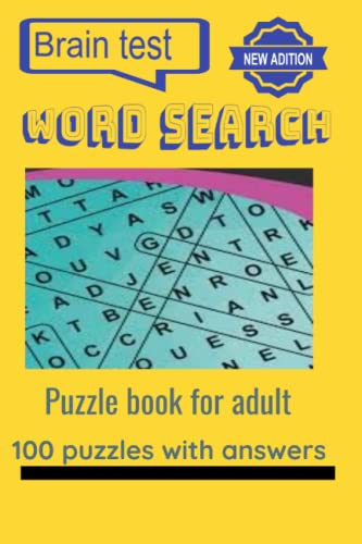 Brain test, word search for adult, 49 pages, 100 puzzles with answers