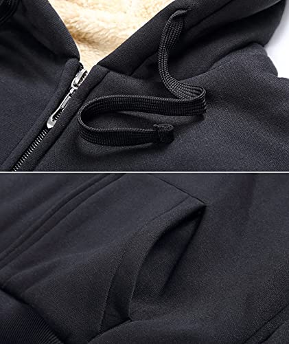 Scodi Women's Zip Up Hoodies Casual Winter Warm Sherpa Lined Sweatshirt Thick Fleece Jacket Coat 006-Black S #TOP3