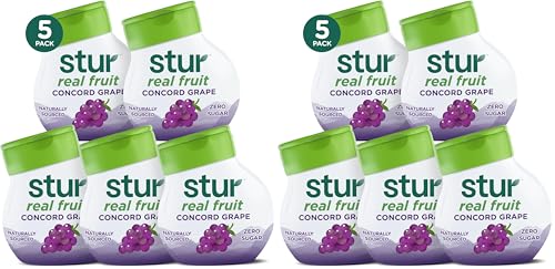 Image of Stur Liquid Water Enhancer | Concord Grape | Naturally Sweetened | High in Vitamin C & Antioxidants | Sugar Free | Zero Calories | Keto | Vegan | 5 Bottles, Makes 120 Drinks (Pack of 2)