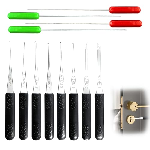 12PCS Juego Profesional de Herramientas Manuales Para Cerrajería, Acero Inoxidable de Precisión Herramientas de Cerrajero Set, Herramienta Para Ganzúas Para Mantenimiento y Reparación