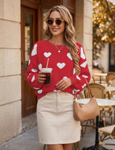 Image of Libsorge Womens Valentine Heart Sweater 2026 Valentines Day Trendy Cute Oversized Long Sleeve Pullover Sweaters