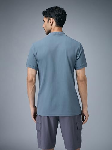 Image of TECHNOSPORT Men's Slim Fit Striped Half Sleeve Active Out Matpiq Polo T-Shirt for Gym, Sports & Regular Use