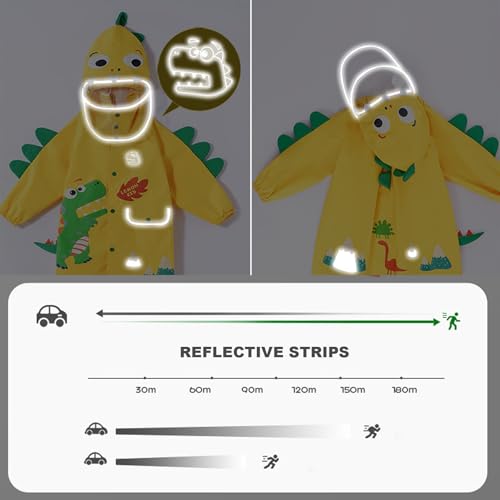 Kids Raincoats Rain Jacket Hooded Poncho Rainwear with Backpack Position4