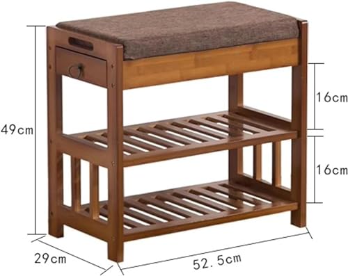 Banc de rangement à chaussures en bois et lin de qualité - 3