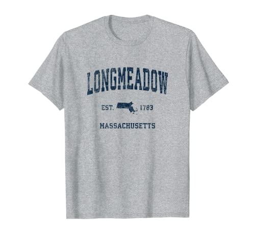 Longmeadow Massachusetts MA Diseño deportivo vintage estampado azul marino Camiseta
