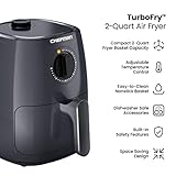 Chefman TurboFry 2-Quart Air Fryer, Dishwasher Safe Basket & Tray, Use Little to No Oil For Healthy Food, 60 Minute Timer, Fry Healthier Meals Fast, Heat And Power Indicator Light, Temp Control, Grey