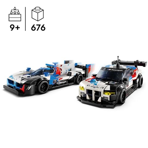Speed Champions Auto da Corsa BMW M4 GT3 e BMW M Hybrid V8, Macchine Giocattolo per Bambini da 9 Anni, 2 Modellini da Costruire di Veicoli con 2 Minifigure, Idea Regalo da Esposizione 76922 - Lego - Immagine 1