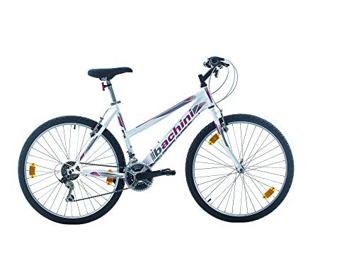 Multibrand PROBIKE 6th Sense Bicicleta de montaña de 26 Pulgadas, 18 velocidades, para niñas y Mujeres, Adecuada a Partir de 155 cm - 175 cm (Blanco Brillante Rosa)