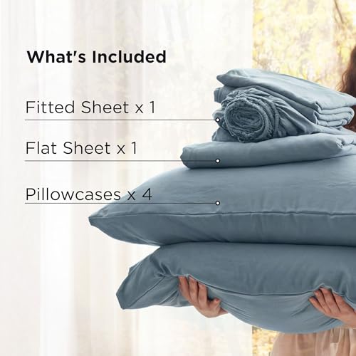 Image of Bedsure Full Size Bed Sheets, 6 Piece, Prewashed Ultra-Soft, 18-inch | Extra Deep Pocket, Breathable, Secure Fit, Hotel Luxury Bedding, Dual Side Pockets, Fade Resistant, For Air Mattress