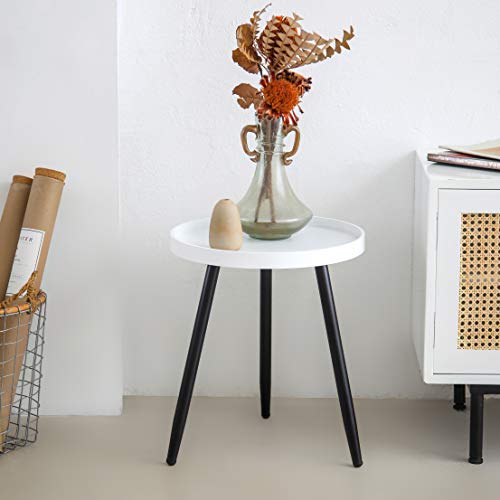 Table de chevet parfaite en bois blanc avec support doré stable et compact - 3