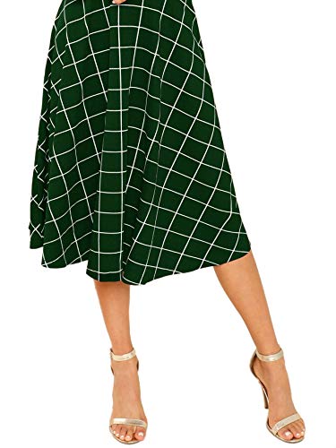 Image of Floerns Women's High Neck Plaid Fit and Flare Midi Dress