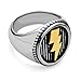 555Jewelry Classic Stainless Steel Ring - Lightning Seal Signet in Silver & Gold, Size 10