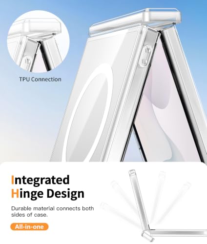 Image of FNTCASE for Samsung-Galaxy Z Flip 8 Clear Case with Hinge Protection | Compatible with Magsafe, Screen Protector, Anti Yellowing, Military Grade Drop Shockproof Protective, Transparent Phone Case