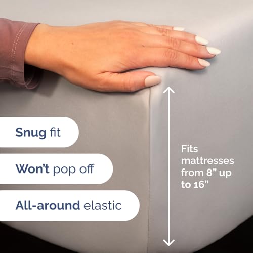 Image of Split Cal King Bed Sheet Set - 5 Piece Split Cal King Sheets - Light Grey | Ultra-Soft, Breathable & Cooling - Comfy, Wrinkle & Fade Resistant - Fits 8 inch to 16 inch Inch Mattress with Deep Pockets