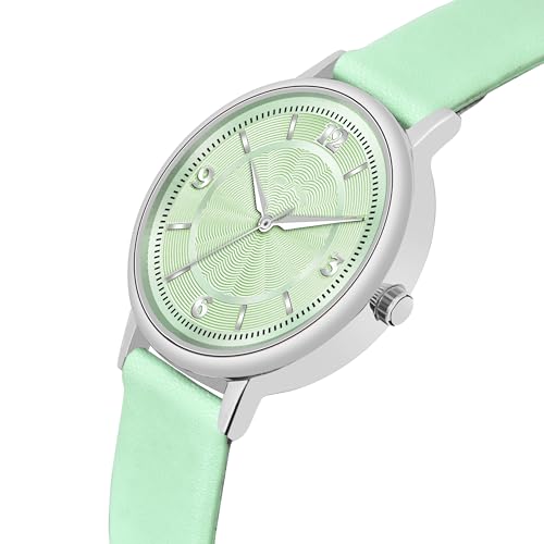 Image of Acnos 6 Colors Dial Leather Strap Quartz Analog Watch for Women - Classic & Stylish
