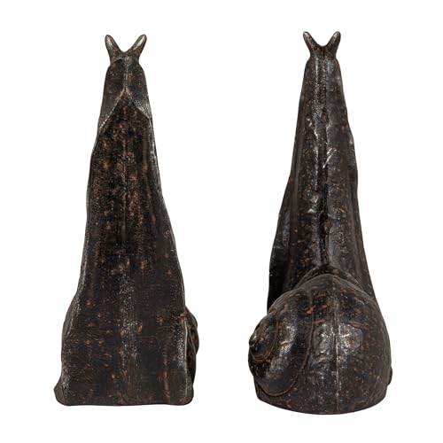 Image of Creative Co-Op Decorative Distressed Cast Iron Snail Bookends, Antique Black Finish