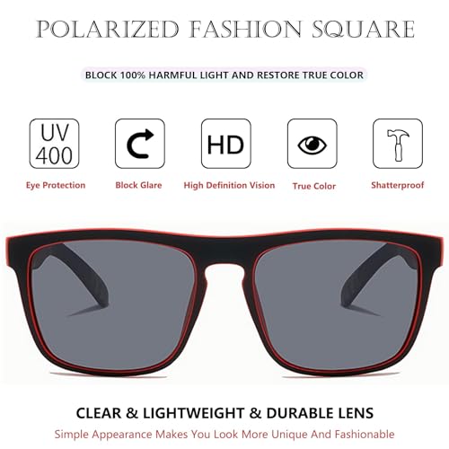 Fashion Polarized Sunglasses for Men Women Sports UV400 Vintage Stylish Shades TR90 Frame Square Driving Glasses4