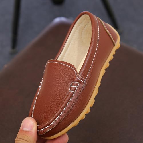 Kids Boys Girls Leather Loafer Closed Toe Ankle Lightweight Non Slip Sneakers Toddler Fall Sole Rubber Casual Shoes4