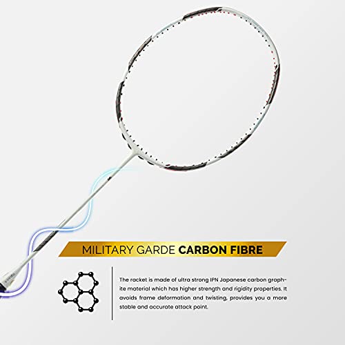 Image of Apacs Z-Ziggler (Unstrung, 38 LBS Max Tension) 6.4mm Slim Shaft | Made in Vietnam | 100% Japanese Graphite Badminton Racket with Free Full Cover | G2-4 1 /8 inches (White)
