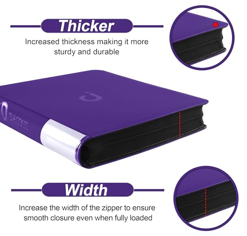 Image of Premium Card Binder 16 Pocket - Fits 1600 Cards,4X4 Ringless Card Album with Sleeves for Trading Cards & Sports Cards(Model C,Classic Purple)