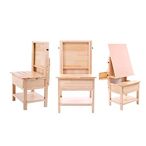 Teerwere Drafting Table Multifunctional Integrated Lifting Easel Drawing Table Studio Art Student Sketching Copy Solid Wood Easel (Color : Natural, Size : 40X45X86Cm) #TOP3