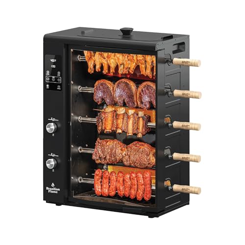 FOGO SERIES Rotisserie Gas Grill w/5-Skewers by Brazilian Flame® Oven Grill Roaster with Auto Rotating Skewers for Rotisserie Chicken, Brazilian Style BBQ and Churrasco, Shawarma Machine - 2026 Series