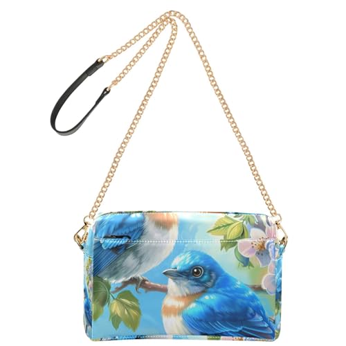 susiyo Two Blue Birds Crossbody Bags for Women PU Leather Crossbody Purse Small Shoulder Handbag Purses for Girls