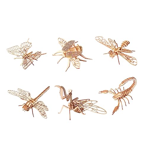 Parliky 6 Piezas Puzzle de Madera para Educativo DIY con Modelos de Insectos Desarrollo de Creatividad Paciencia y Habilidades de Observación Regalo para Adultos