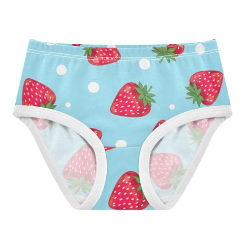 Red Strawberries Blue Girl Panties Cute Girls Underwear Toddlers Cotton Print Kids Briefs Undies 2t