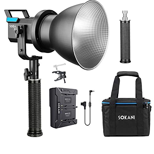 Sokani X60 V2 with Battery Charger and Handle Kit, COB LED Video Light, 80W 5600K Daylight Balanced CRI96+ TLCI 95+ Bowens Mount for Photography Lighting,Outside Shooting,YouTube Films Sokani X60 V2 with Battery Charger and Handle Kit, COB LED Video Light, 80W 5600K Daylight Balanced CRI96+ TLCI 95+ Bowens Mount for Photography Lighting,Outside Shooting,YouTube Films