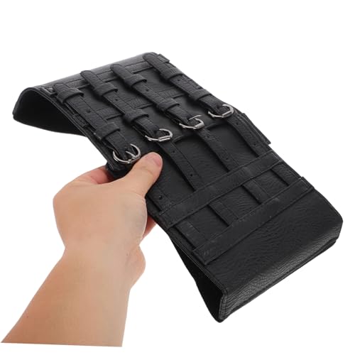 Ultra Wide Corset Belt for Women Thickened Faux Waist Cincher with Row Buckle Comfortable Goth Fashion Accessory Waist Support Belt Black3