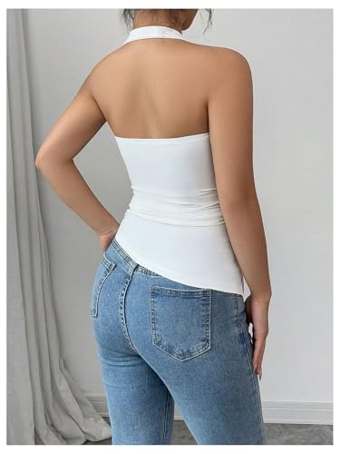 SOLY HUX Women's Floral Print Halter Tank Top Sleeveless Backless Ruched Asymmetrical Hem Summer Tops2