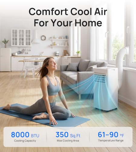 Image of Uthfy 8,000 BTU Portable Air Conditioners, 4-in-1 Portable AC Unit with Cool, Fan, Dehumidifier, Sleep Mode, 24H Timer, Up to 350 Sq.Ft Air Conditioner for Home, Bedroom, Office, Window Kit & Remote