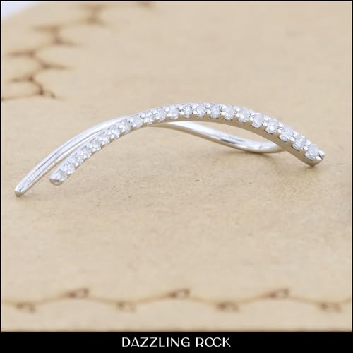 Dazzlingrock Collection 0.11 Carat (ctw) Round White Diamond Crawler Climber Cuff Earring (1Pc Only) for Women in 925 Sterling Silver3