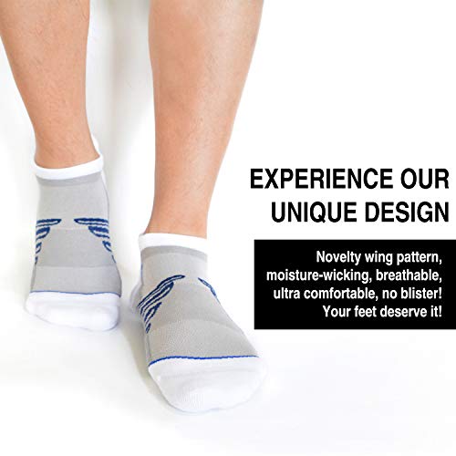 Busy Socks Ankle Running Sneaker Socks For Men And Women, Low Cut Breathable Moisture Wicking Anti-Slip Boost Performance Socks 3 Pairs (Light Grey, Large) #TOP2