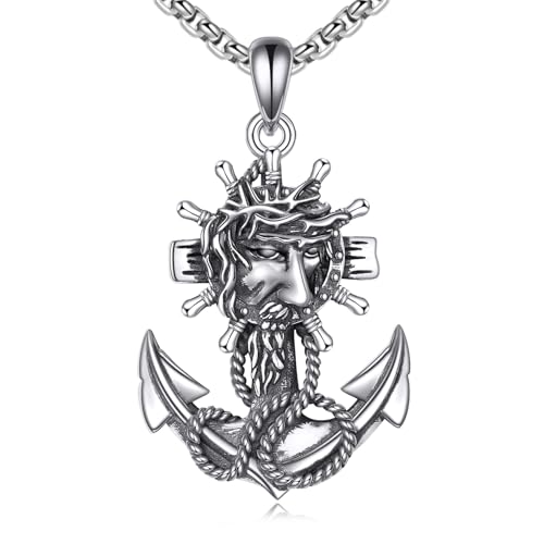 Collier ancre de Jésus pour homme en argent, le bijou idéal du quotidien décontracté