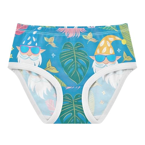 Kids Underwear Girls, Hawaiian Gnome Blue Toddler Panties, Cotton Underwear for Girls, 2T–8 Years