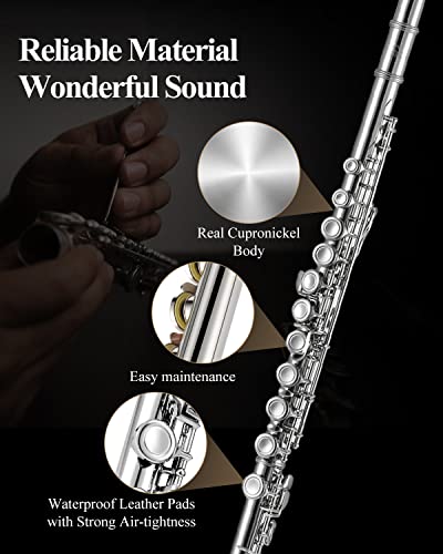 Image of Eastar 16-Key Closed Hole C Flute Kids Beginner, Nickel Full Kit, EFL-1