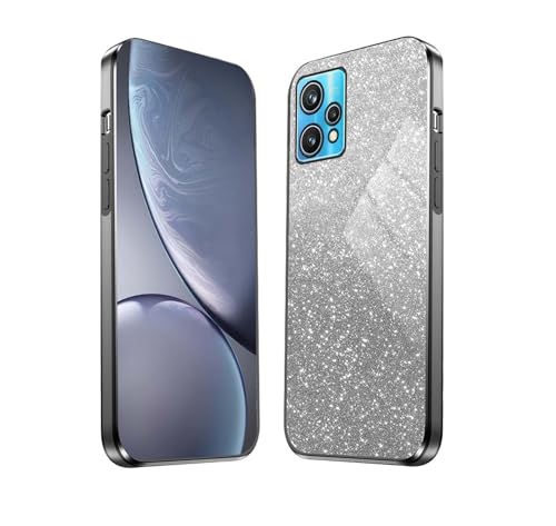 HAOYE Funda para Realme 9 Pro 5G / Realme 9 5G, Carcasa Silicona TPU Marco Galvanizado, Protector a Prueba de Golpes Case con Brillante Pegatina. Negro