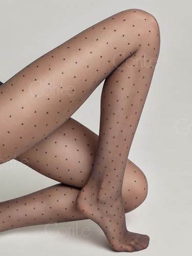 Image of Conte Tights with Polka Dot Pattern Sheer Pantyhose Dots 20 Den